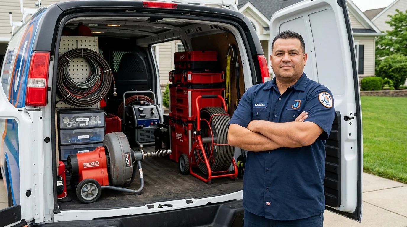 Professional drain cleaning equipment and Johns Plumbing LLC plumber in Ridgway