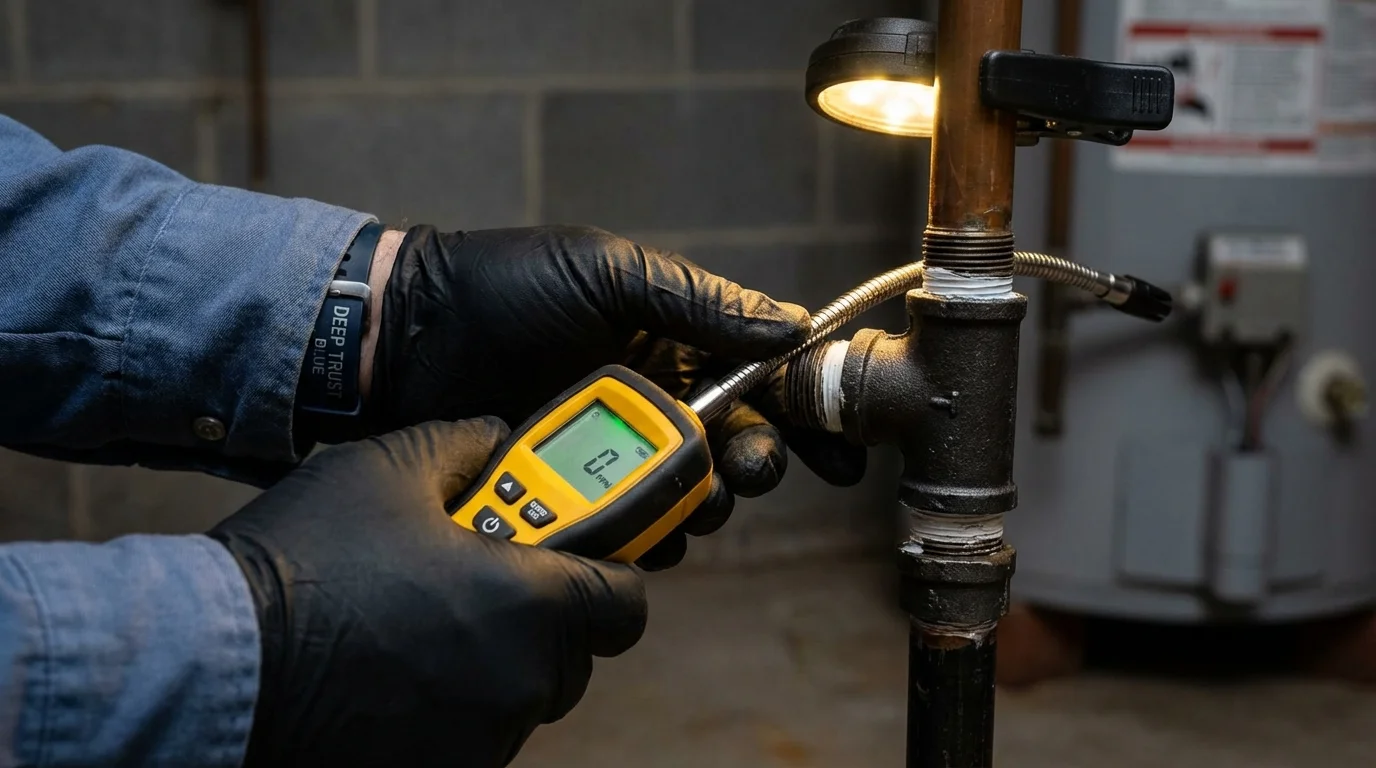 Gas leak detection with electronic sniffer by Johns Plumbing LLC in Ridgway