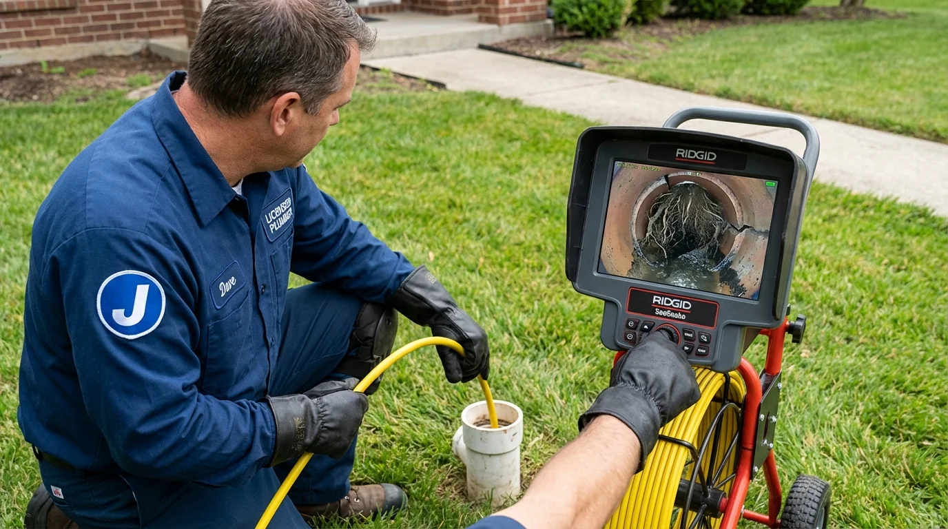 Sewer camera inspection being performed by Johns Plumbing LLC in Ridgway
